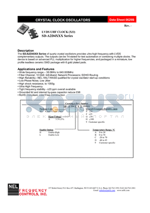 SD-A2D4H99-FREQ datasheet - LVDS UHF CLOCK (XO)