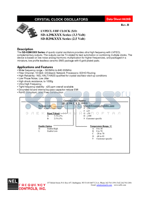 SD-A29KXXX datasheet - LVPECL UHF CLOCK (XO)