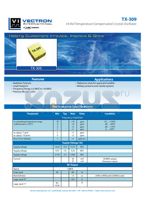 TX-3090-EAB-13SX datasheet - Hi-Rel Temperature Compensated Crystal Oscillator