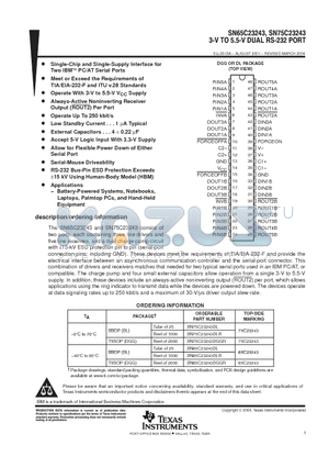 SN65C23243DGGR datasheet - 3-V TO 5.5-V DUAL RS-232 PORT