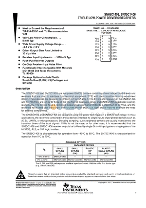 SN65C1406 datasheet - TRIPLE LOW-POWER DRIVERS/RECEIVERS