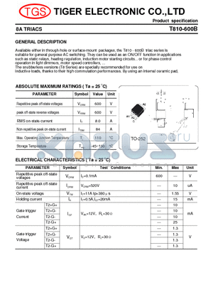 T810-600B datasheet - 8A TRIACS