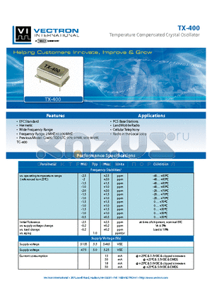 TX-4000-DCE-156 datasheet - Temperature Compensated Crystal Oscillator