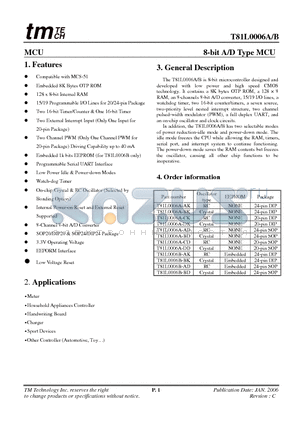 T81L0006A-BD datasheet - 8-bit A/D Type MCU