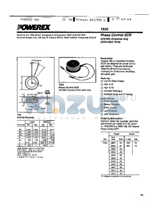 T8202860 datasheet - Phase Control SCR (500-600 Amperes Avg 2200-4200 Volts)