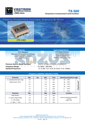 TX-5000-DCH-807 datasheet - Temperature Compensated Crystal Oscillator