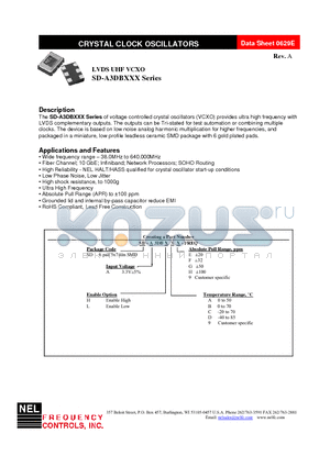 SD-A3DBHA9-FREQ datasheet - LVDS UHF VCXO