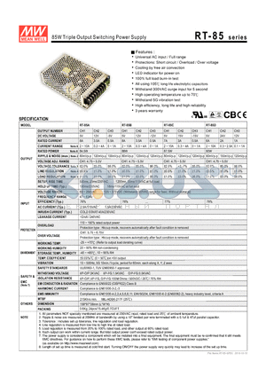 RT-85A datasheet - 85W Triple Output Switching Power Supply