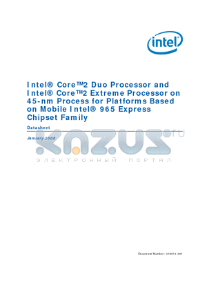 T8300 datasheet - Core2 Duo Processor and Core2 Extreme Processor on 45-nm Process