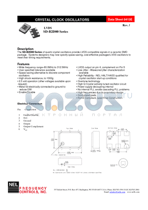 SD-AD00-FREQ datasheet - CRYSTAL CLOCK OSCILLATORS