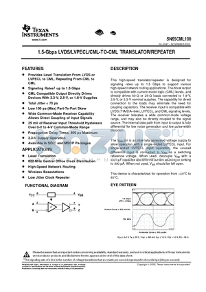 SN65CML100D datasheet - 1.5-Gbps LVDS/LVPECL/CML-TO-CML TRANSLATOR/REPEATER