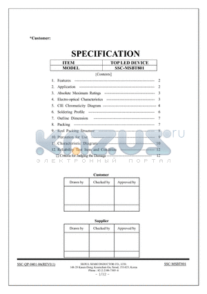 SSC-MSBT801 datasheet - TOP LED DEVICE