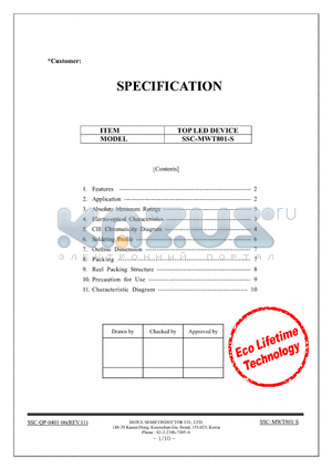 SSC-MWT801-S datasheet - TOP LED DEVICE