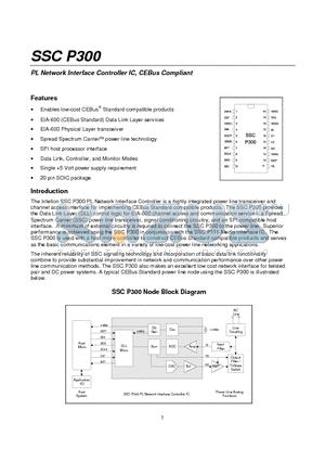 SSC-P300 datasheet - PL Network Interface Controller IC, CEBus Compliant