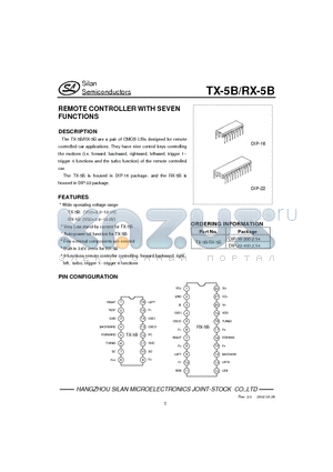 TX-5B datasheet - REMOTE CONTROLLER WITH SEVEN FUNCTIONS