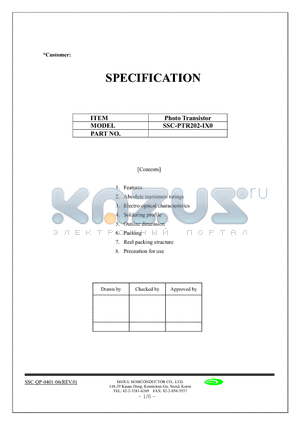 SSC-PTR202-IX0 datasheet - Photo Transistor