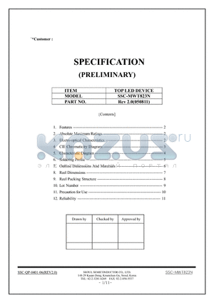 SSC-MWT823N datasheet - TOP LED DEVICE