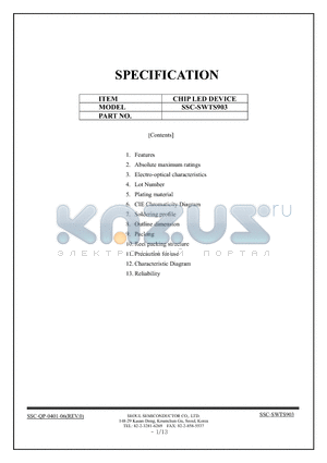 SSC-SWTS903 datasheet - CHIP LED DEVICE