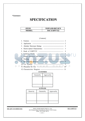 SSC-UHPT722 datasheet - TOP LED DEVICE