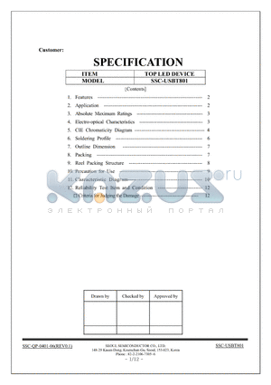 SSC-USBT801 datasheet - TOP LED DEVICE