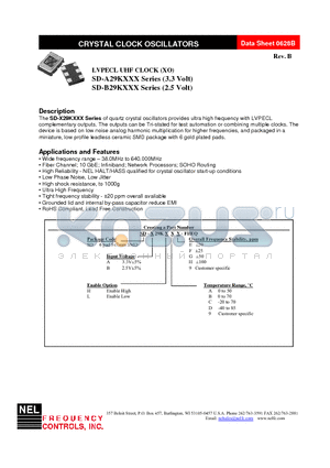 SD-B29KHCH-FREQ datasheet - LVPECL UHF CLOCK (XO)