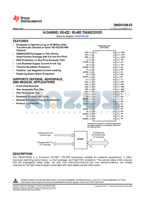 SN65HVD09-EP datasheet - 9-CHANNEL RS-422 / RS-485 TRANSCEIVER