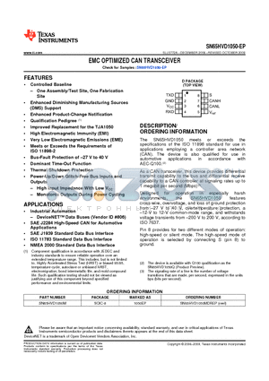 SN65HVD1050MDREPG4 datasheet - EMC OPTIMIZED CAN TRANSCEIVER