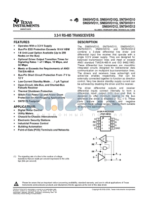 SN65HVD10QD datasheet - 3.3-V RS-485 TRANSCEIVERS