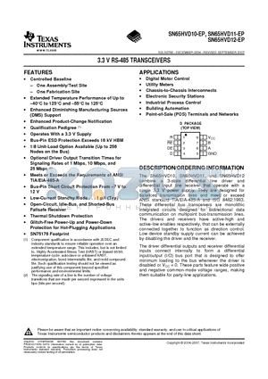 SN65HVD10QDREP datasheet - 3.3 V RS-485 TRANSCEIVERS