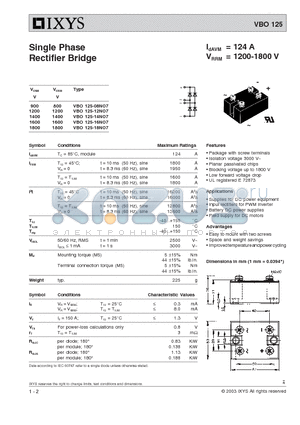 VBO125-08NO7 datasheet - Single Phase Rectifier Bridge