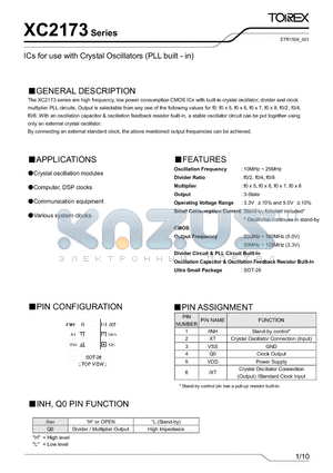 XC2173CD41MR datasheet - ICs for use with Crystal Oscillators (PLL built - in)