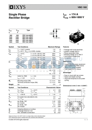 VBO160-14NO7 datasheet - Single Phase Rectifier Bridge