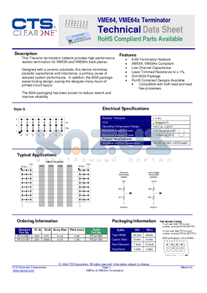 RT1210B7 datasheet - VME64, VME64x Terminator RoHS Compliant Parts Available