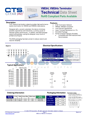 RT1211B7 datasheet - VME64, VME64x Terminator RoHS Compliant Parts Available