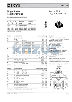 VBO25-12NO2 datasheet - Single Phase Rectifier Bridge