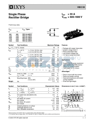 VBO55-12NO7 datasheet - Single Phase Rectifier Bridge