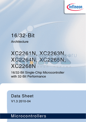 XC2261N datasheet - 16/32-Bit Single-Chip Microcontroller with 32-Bit Performance