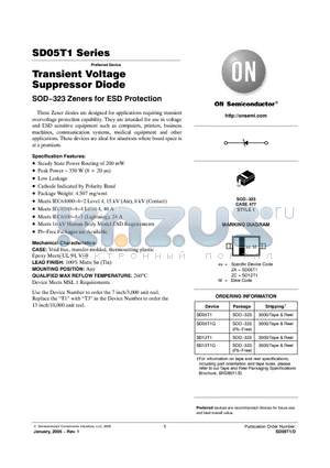 SD05T1 datasheet - Transient Voltage Suppressor Diode