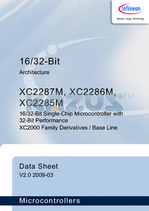 XC2286M datasheet - 16/32-Bit Single-Chip Microcontroller with 32-Bit Performance XC2000 Family Derivatives / Base Line