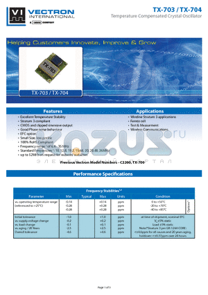 TX-703 datasheet - Temperature Compensated Crystal Oscillator