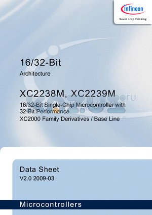 XC2238M datasheet - 16/32-Bit Single-Chip Microcontroller with 32-Bit Performance XC2000 Family Derivatives / Base Line