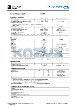 TX-704-0001-20M0 datasheet - TCXO