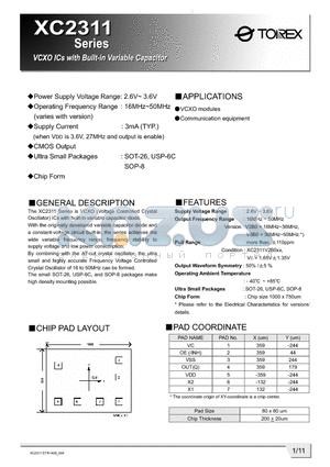 XC2311VXXXXX datasheet - Communication equipment