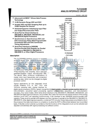 TLC32040 datasheet - ANALOG INTERFACE CIRCUIT