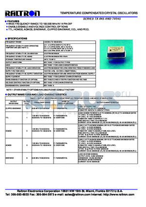 TX045 datasheet - Temperature compensated crystal oscillators