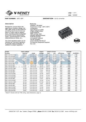 VBT1-S12-S9-SMT datasheet - dc-dc converter