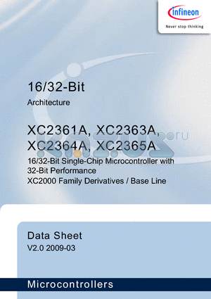 XC2361A datasheet - 16/32-Bit Single-Chip Microcontroller with 32-Bit Performance