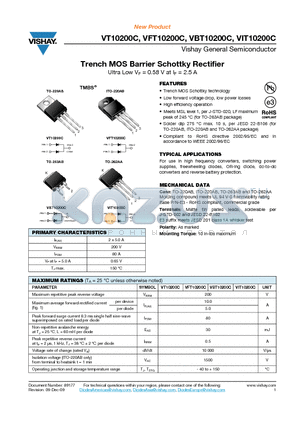 VBT10200C-E3-4W datasheet - Trench MOS Barrier Schottky Rectifier