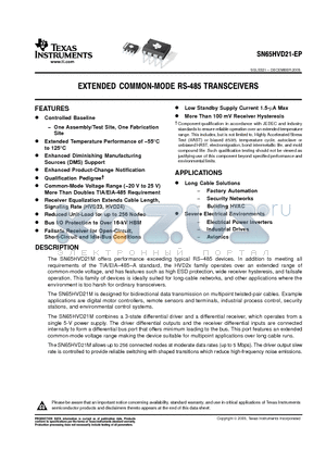 SN65HVD21M-EP datasheet - EXTENDED COMMON-MODE RS-485 TRANSCEIVERS