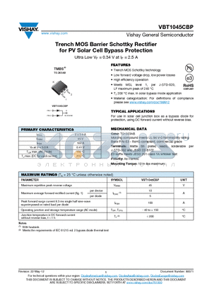 VBT1045CBP_1205 datasheet - Trench MOS Barrier Schottky Rectifier